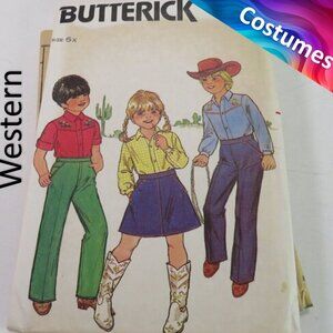 Butterick 3044 Clothing Pattern Western Kids size 6x UNCUT Shirt, Pants, Skirt